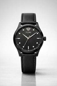 Phantom Black | Men's Analog Watch | Black Leather Strap | Midnight Edition