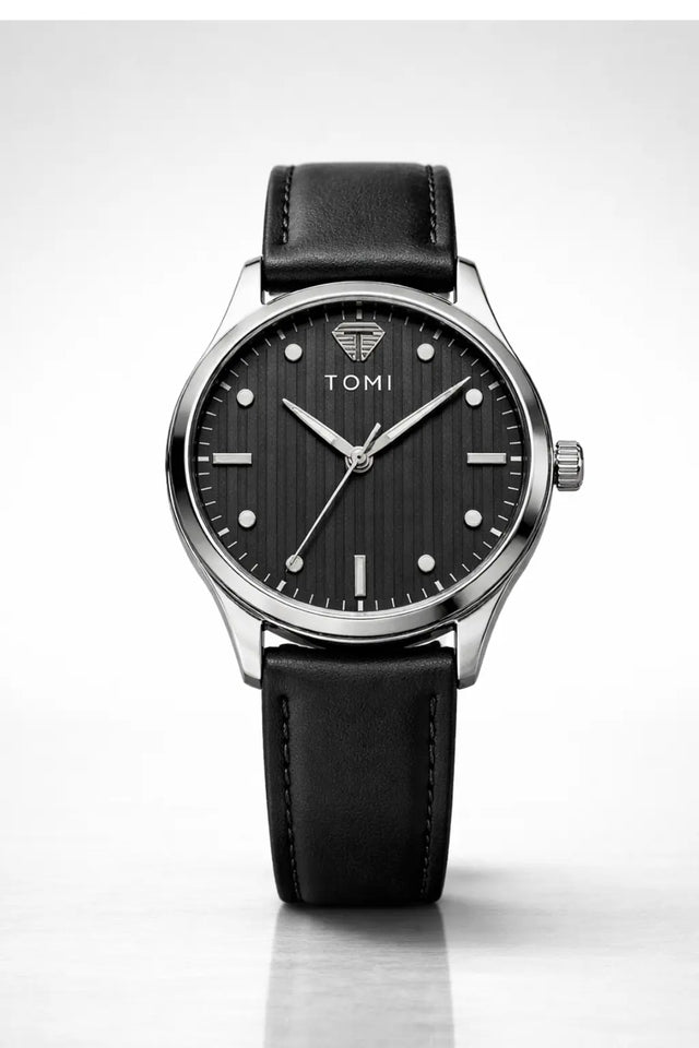 Phantom Black | Men's Analog Watch | Black Leather Strap | Midnight Edition