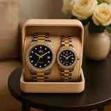 Luxury Couple Watch Set – Vitz Quartz | Gold & Silver Two-Tone with Diamond Dial | His & Her Matching Gift