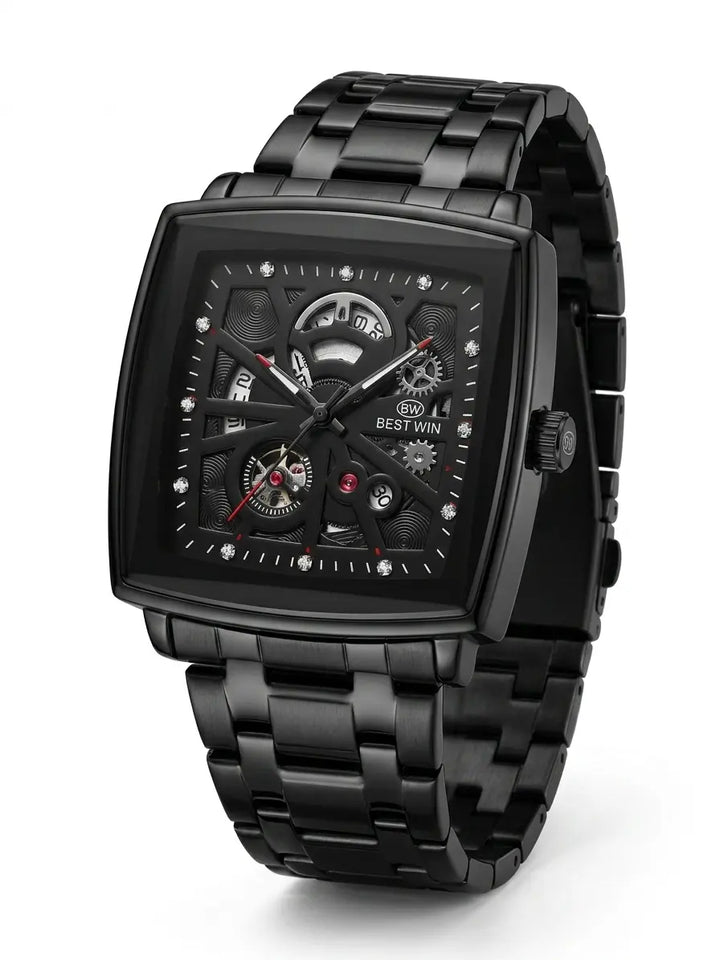 BESTWIN Men's Skeleton Tourbillon-Style Watch | Rectangular Case | 3 Color Options
