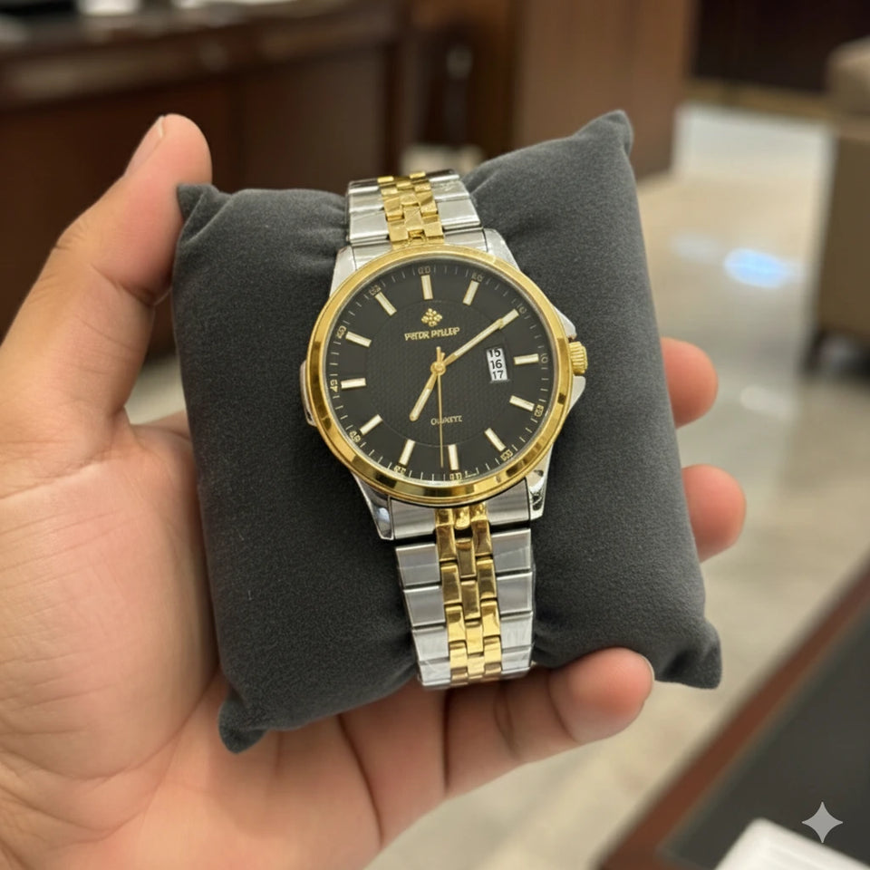 Heritage Excellence Two-Tone Gold & Steel Executive Watch with Triple Date Display