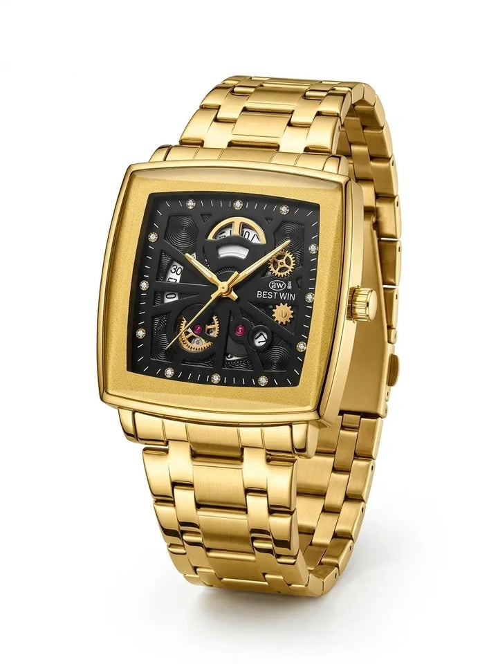 BESTWIN Men's Skeleton Tourbillon-Style Watch | Rectangular Case | 3 Color Options